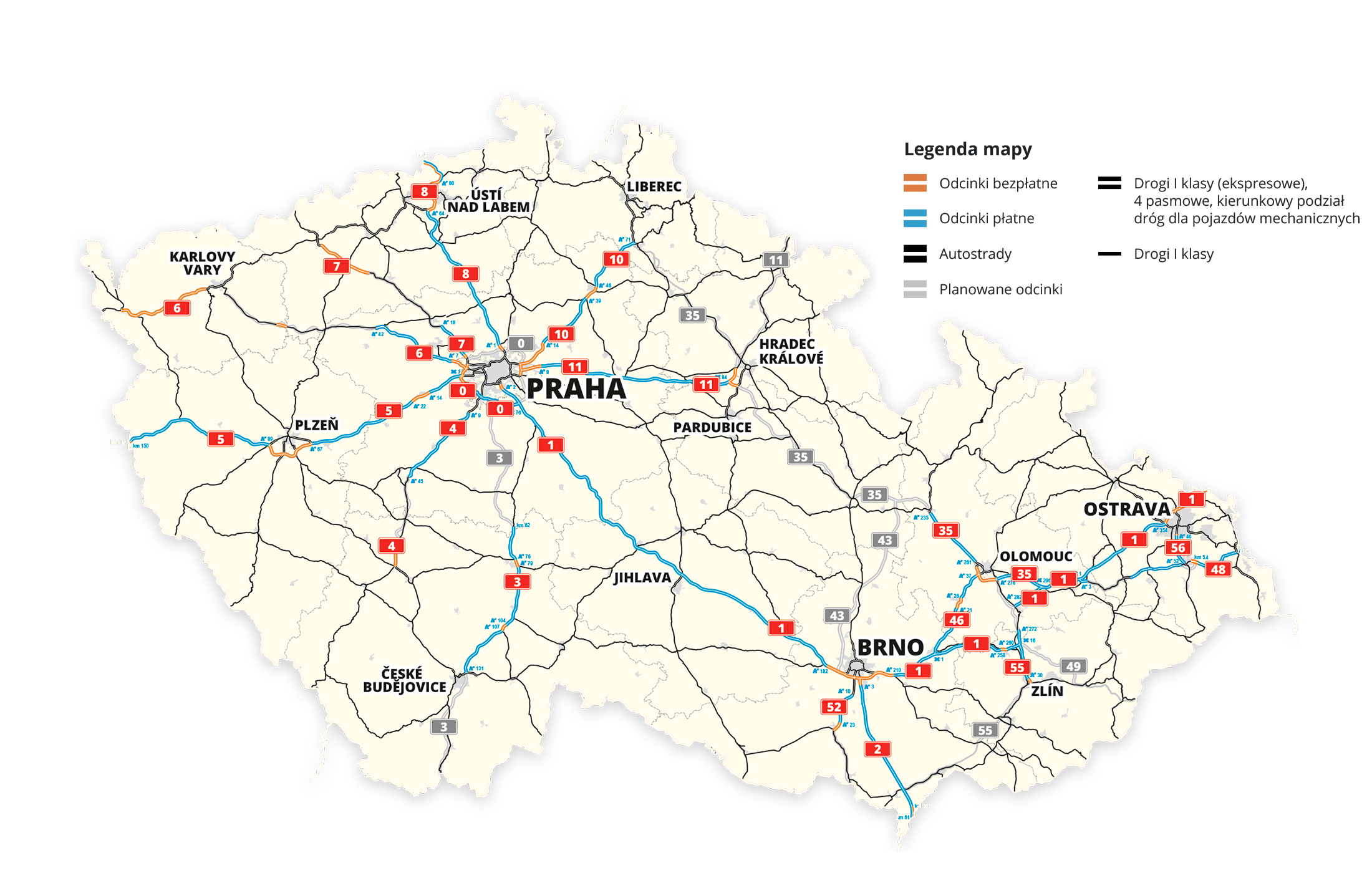 Mapa obowiązywanie winiety